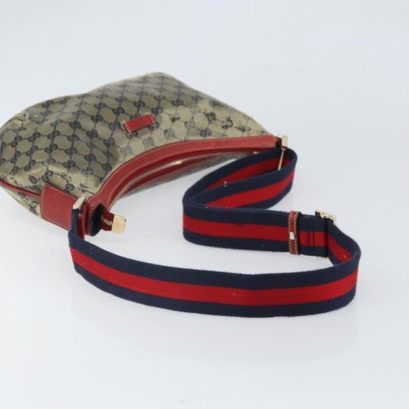 Authentic GUCCI GG Crystal Shoulder Bag Coated Canvas Navy Gold 181092 - Picture 14 of 16